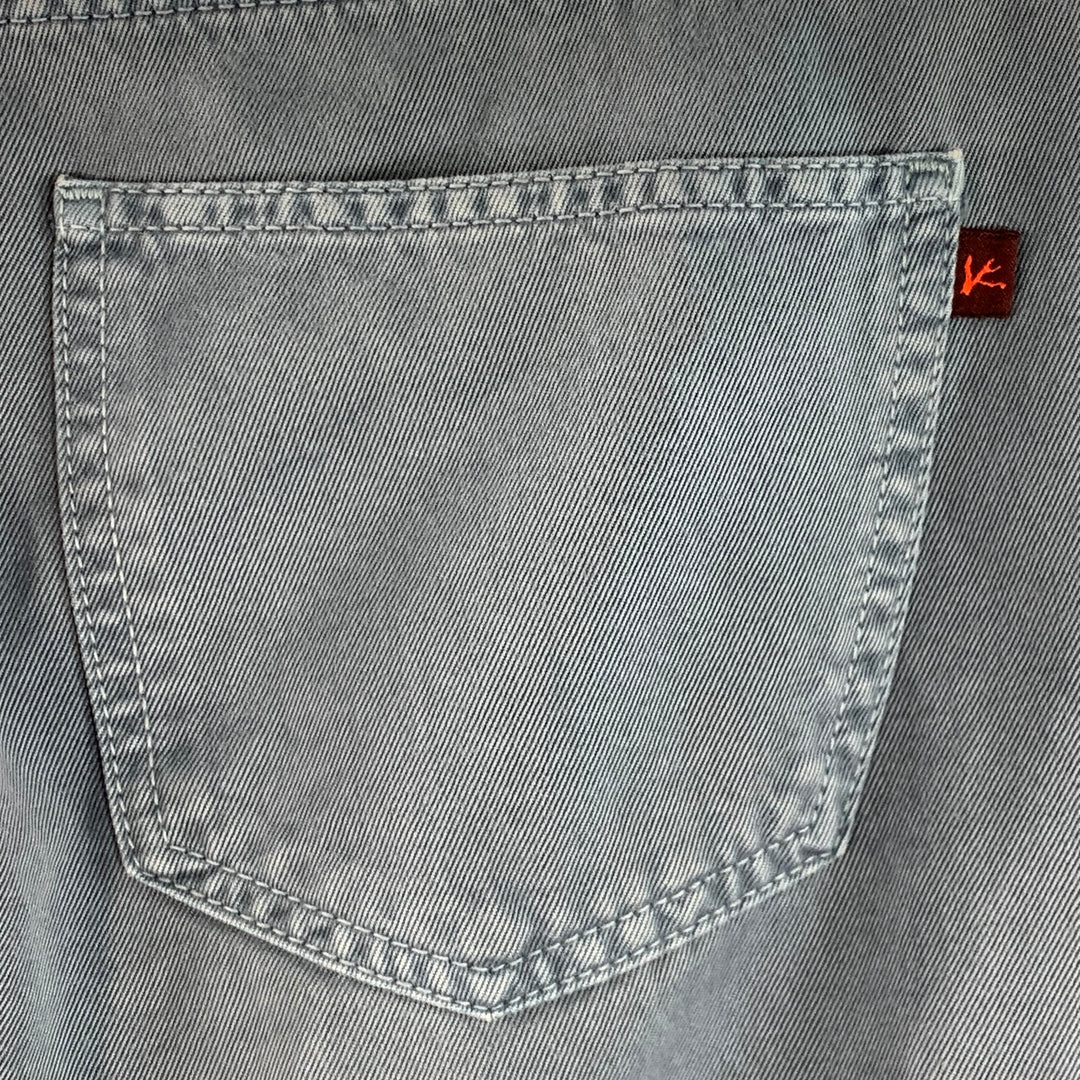 ISAIA Size 34 Blue Cotton Selvedge Twill Straight Button Fly Casual Pants