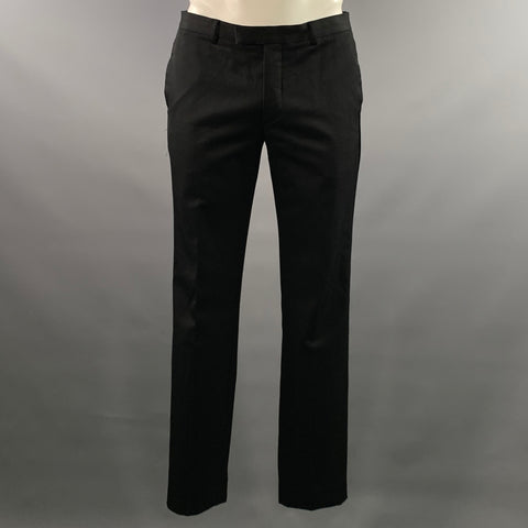 SANDRO Chest Size 42 Black Solid Wool Polyestar Cashmere Notch Lapel 34 Tuxedo