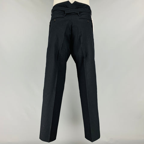 VISVIM Talla L -Pantalones Hakama- Pantalones de vestir plisados ​​de lino de lana negro