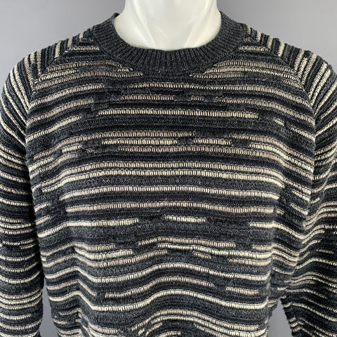 JAN-JAN VAN ESSCHE Size S Grey White Knit Linen Crew-Neck Sweater