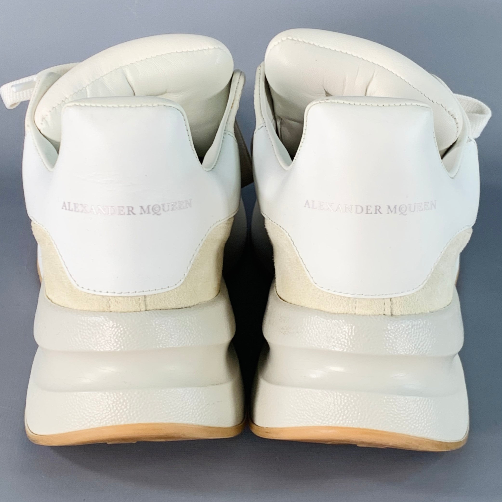 ALEXANDER MCQUEEN Size 8 White Ivory Rubber Sole Lace-Up Chunky