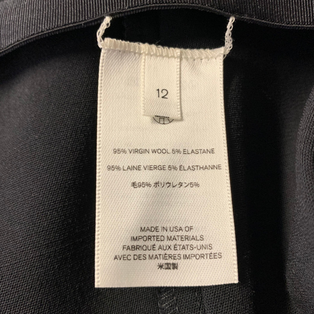 THE ROW Size 12 Black Wool Elastane Pintuck Side Zipper Pants