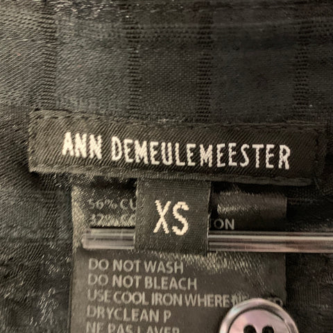 ANN DEMEULEMEESTER Size XS Black Plaid Cupro Blend Sheer Long Sleeve Shirt