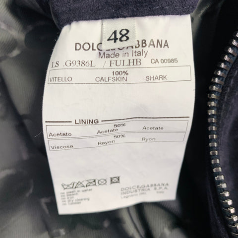 DOLCE & GABBANA Size 38 Black Calfskin Suede Zip Up Work Jacket