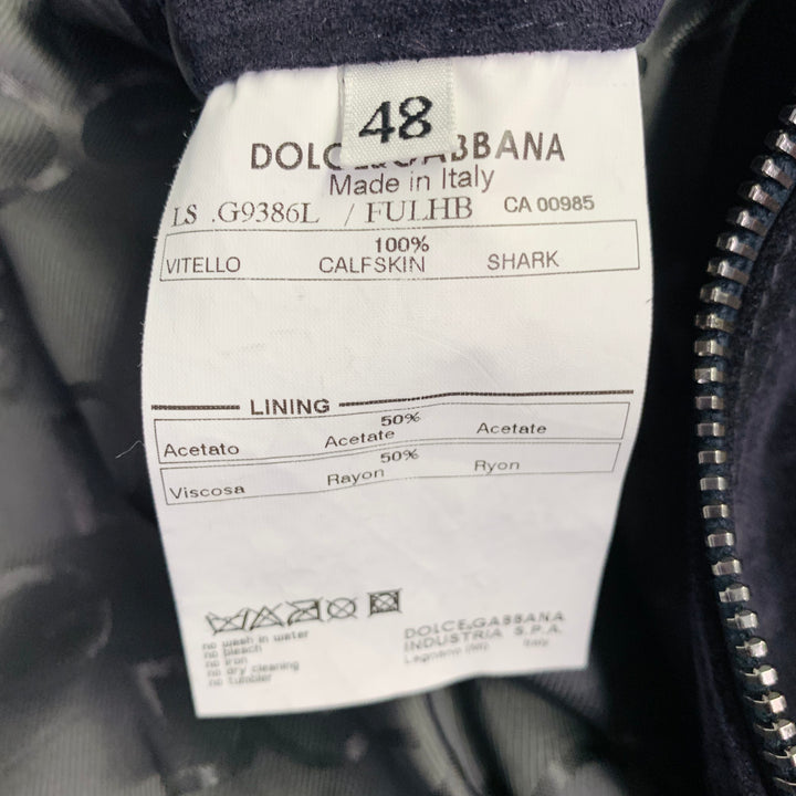DOLCE & GABBANA Size 38 Black Calfskin Suede Zip Up Work Jacket