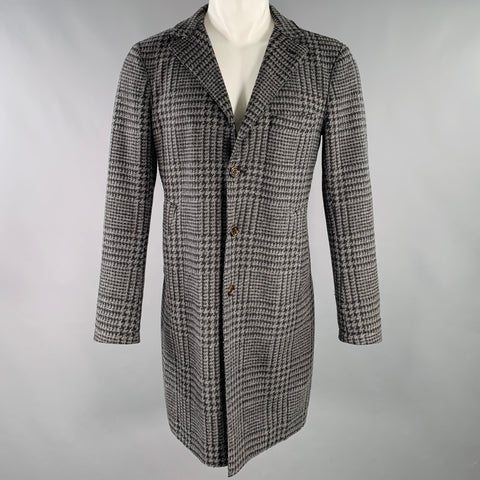 ELEVENTY Size 36 Grey Black Glenplaid Wool Blend Coat