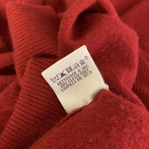 HERMES Size M Red Ribbed Cashmere V-Neck Sweater