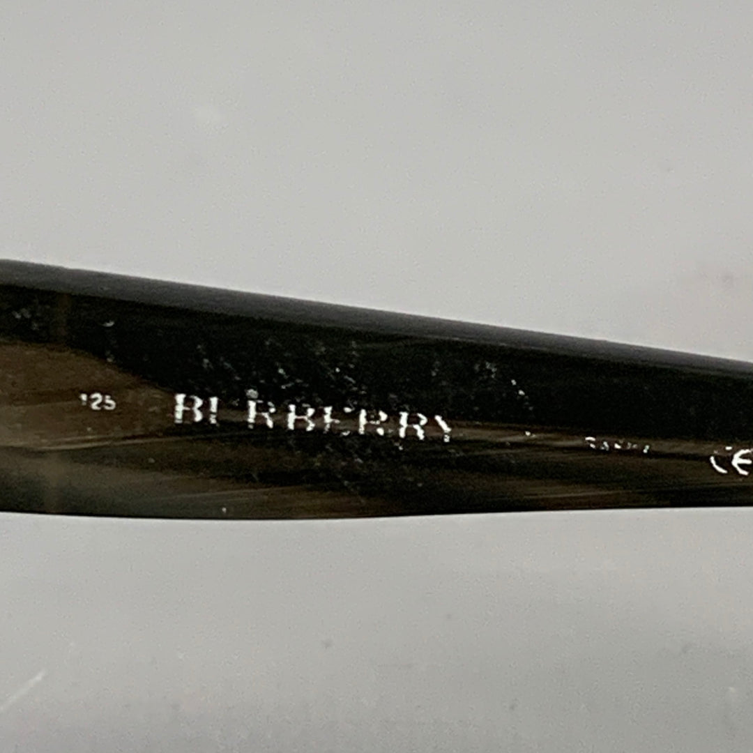 BURBERRY Black Acetate Oversized Wrap Around Aviator Sunglasses