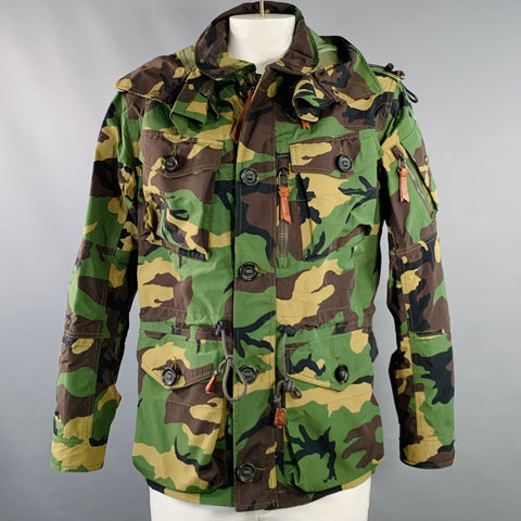 POLO by RALPH LAUREN Size L Green Brown Beige Camouflage Utilitarian Hooded Coat