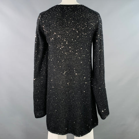 COMME des GARCONS HOMME PLUS FW19 Runway Size L Black Sequined Crew Neck Long Sweater