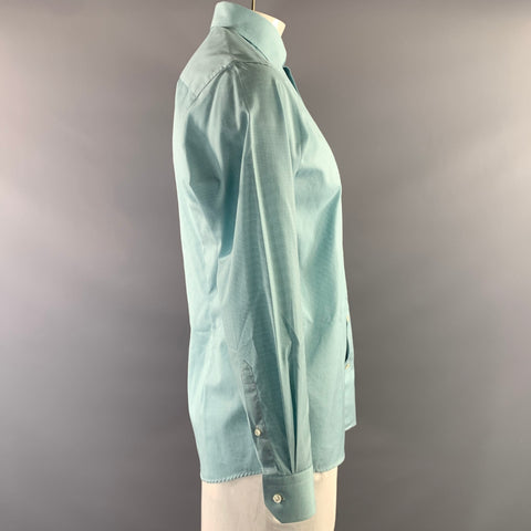 ETON Size 40 Green White Gingham Cotton Button Up Long Sleeve Shirt