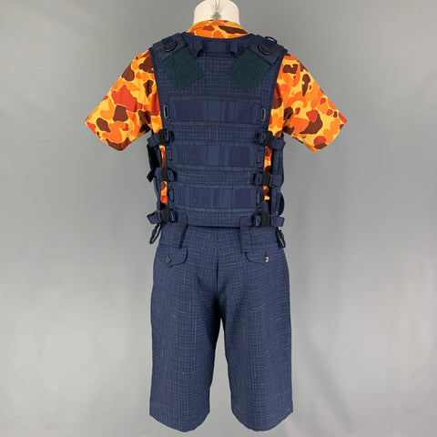 JUNYA WATANABE SS19 Size M Blue Yellow Grosgrain Utility Vest Shorts 3PC Set