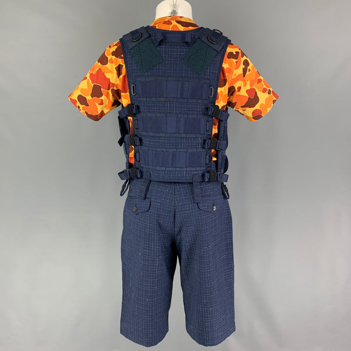 JUNYA WATANABE SS19 Size M Blue Yellow Grosgrain Utility Vest Shorts 3PC Set