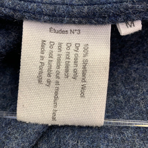 ETUDES Size M Blue Heather Wool Two Pockets Long Sleeve Shirt