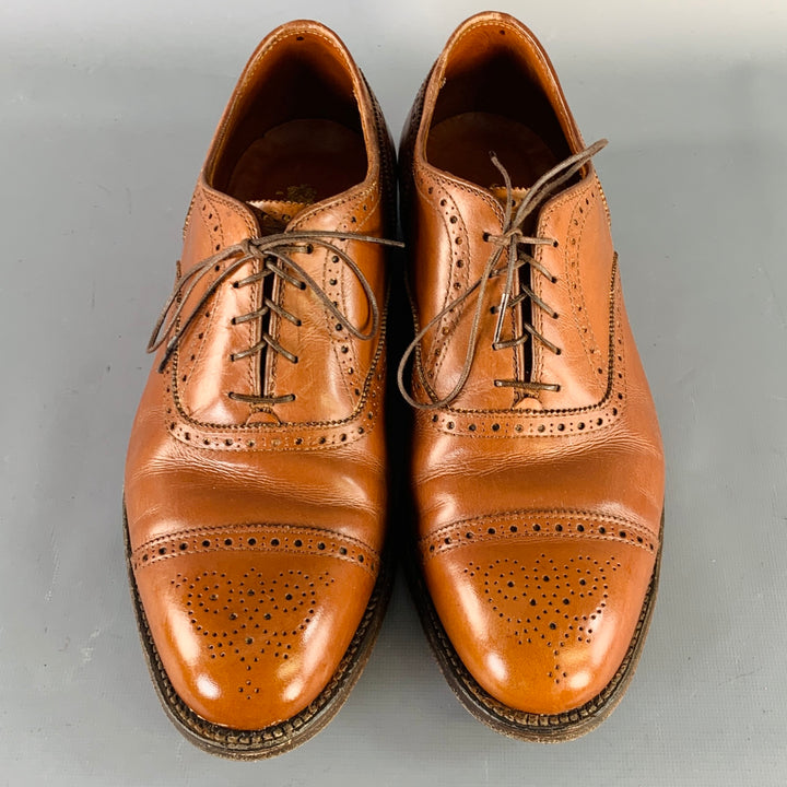 ALDEN Size 10 Tan Perforated Leather Cap Toe Lace-Up Shoes