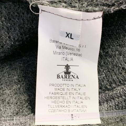BARENA Size XL Grey Heather Wool Blend Crew Neck Sweatshirt