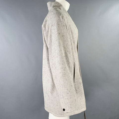 YANTOR Size M Grey Black Heather Wool Silk Single Button Coat