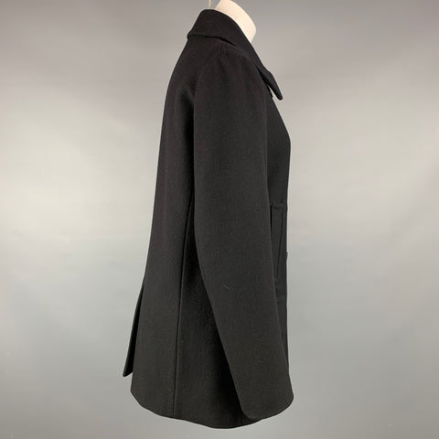 DRIES VAN NOTEN Size L Black Wool Blend Double Breasted Coat
