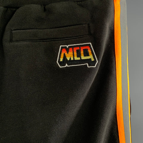 MCQ Size XL Black Orange & Silver Stripe Cotton Polyester Casual Pants