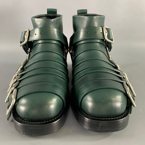 BURBERRY Size 8.5 Green Leather Pull On Boots