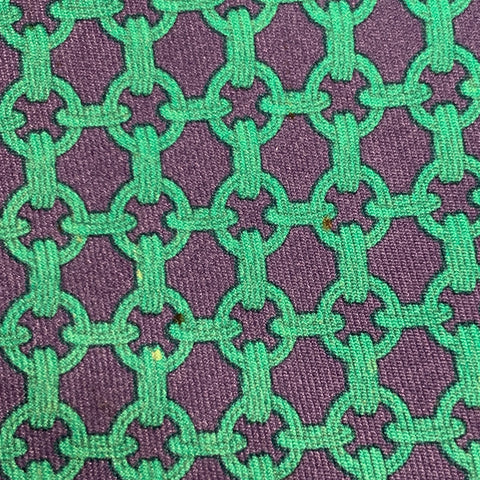 HERMES Navy Green Woven Chain Silk Tie