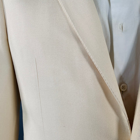 CELINE Size 42 Cream Silk Notch Lapel Sport Coat