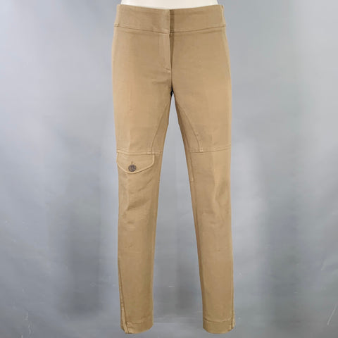 BRUNELLO CUCINELLI Size 4 Brown Cotton Blend Twill Flat Front Casual Pants