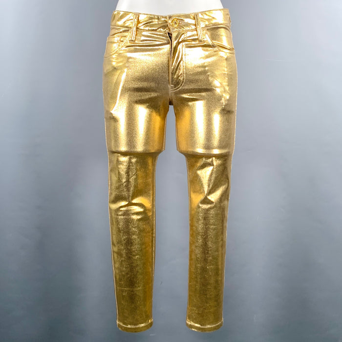 Pantalon décontracté JUNYA WATANABE 2021 taille XS en mélange de nylon doré, fermeture éclair métallique