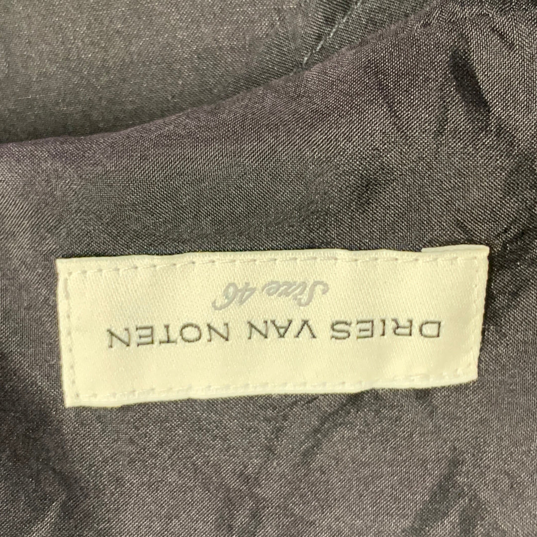 DRIES VAN NOTEN Size 36 Black Silk One Pocket Long Sleeve Shirt