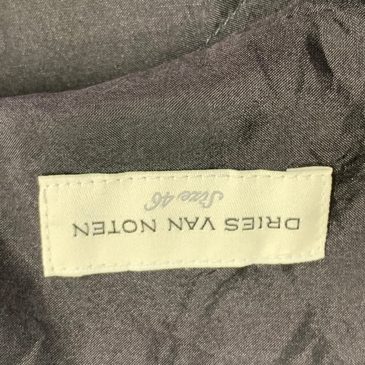 DRIES VAN NOTEN Size 36 Black Silk One Pocket Long Sleeve Shirt