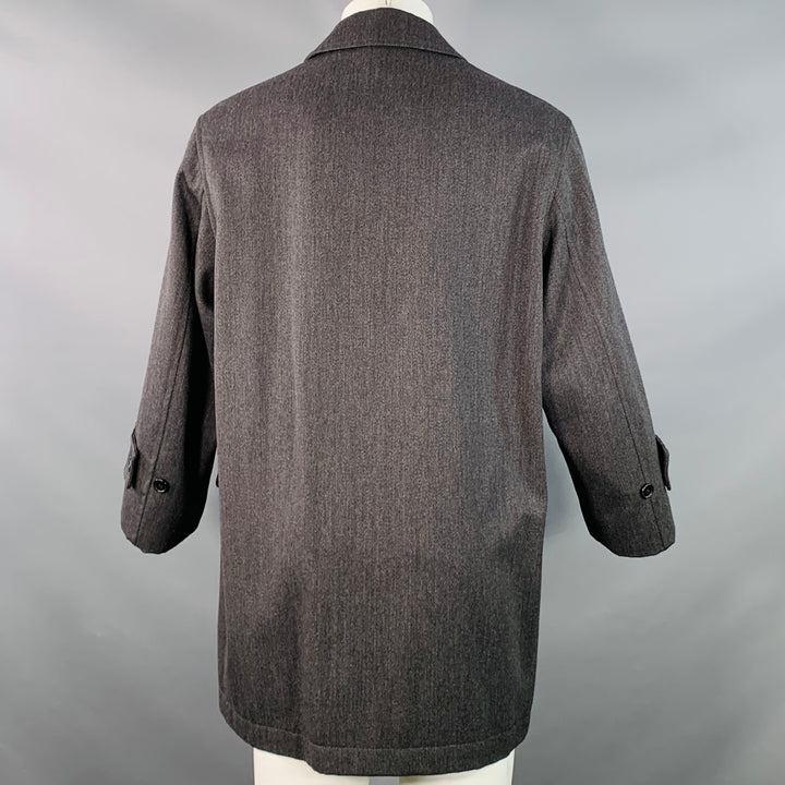 BURBERRY LONDON Size M Grey Charcoal Acetate Blend Twill Zip Buttons Coat