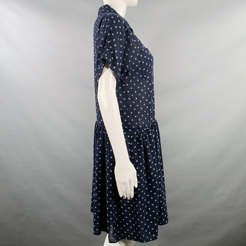 JEAN PAUL GAULTIER Size 6 Navy Grey Polyester Skulls Shirt Dress