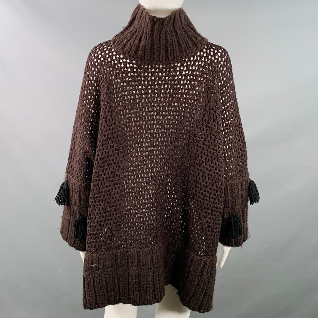 JOHN GALLIANO Size M Brown Wool Blend Turtleneck Chunky Knit Sweater