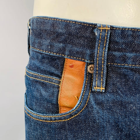 PAUL SMITH Taille 36 Bleu Jean Droit Coton Japonais Selvedge Surpiqûres Contrastantes