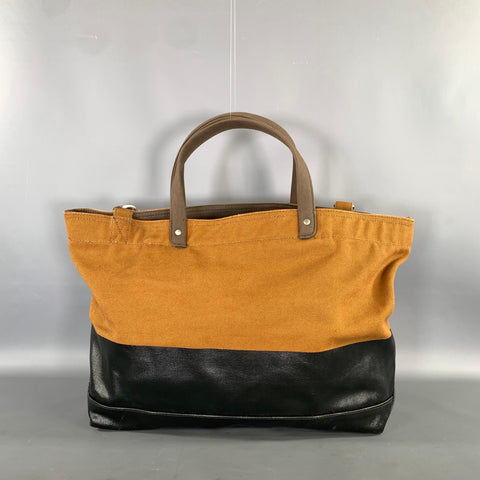 JACK SPADE Brown Black Waxed Cotton Tote Bag