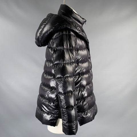 HERNO Size 6 Black Nylon Padded Hooded Jacket