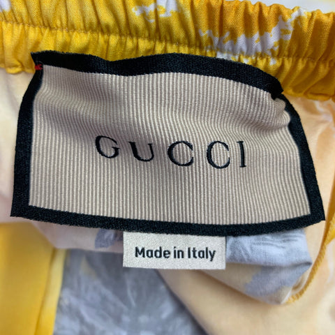 GUCCI Size 30 Yellow Multi Color Hawaiian Cotton Bermuda Shorts
