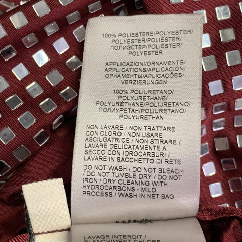 BOTTEGA VENETA Fall 2019 Size S Burgundy Silver Satin Jersey Embellishment Shirt