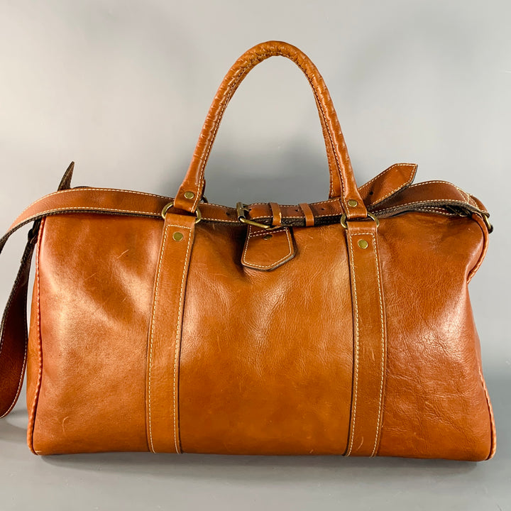 PATRICIA NASH One Size Brown Leather Shoulder Strap Overnight Bag