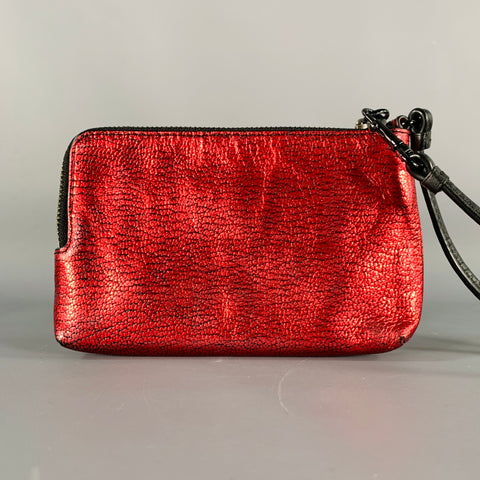 COACH Red Black Zip Up Wristlet Wallet