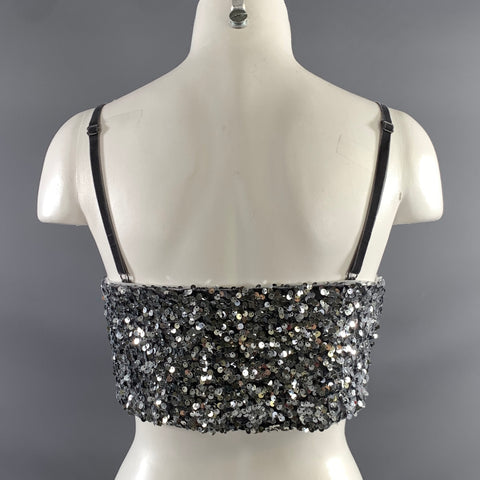 DOROTHEE SCHUMACHER Size M Silver Polyamide Blend Sequined Dress Top