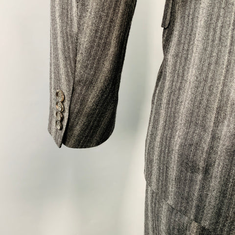 CANALI Size 40 Grey Charcoal Stripe Wool Cashmere Single Breasted Suit