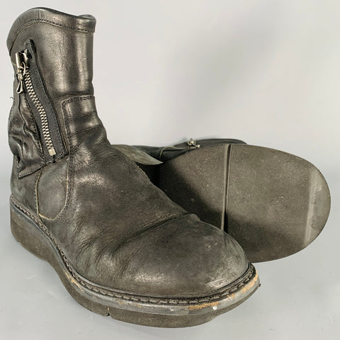 JULIUS_7 Size 9.5 Black Leather Zip Up Ankle Boots