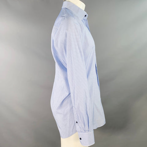DAVID DONAHUE Size M Blue White Checkered Cotton Trim Fit Long Sleeve Shirt