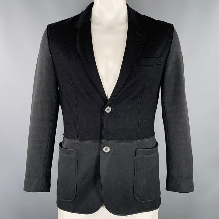 LANVIN Size 42 Black Mixed Fabrics Cotton Single breasted Jacket