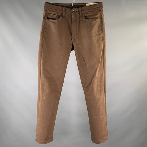 RAG & BONE Jean en mélange de coton sergé marron coupe droite cinq poches taille 30