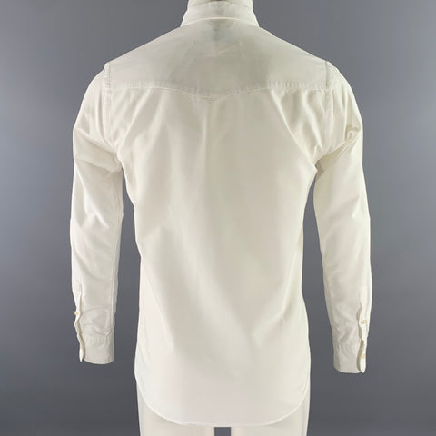 OFFICINE GENERALE Size S White Cotton Oxford Long Sleeve Shirt
