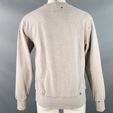 YVES SAINT LAURENT Taille M Sweat-shirt clouté vieilli en coton gris chiné