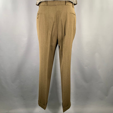O'CONNELL'S Size 44 Long Brown Wool Notch Lapel Suit