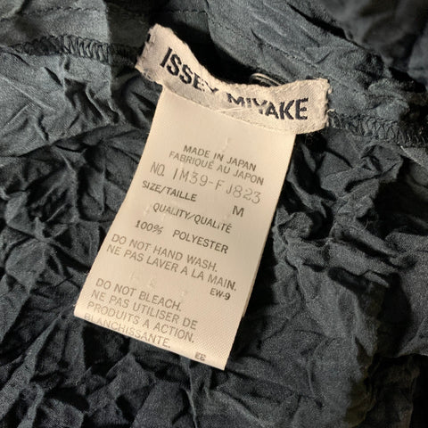 ISSEY MIYAKE Size M Black Grey IM39-FJ823 Polyester Button Up Long Sleeve Shirt
